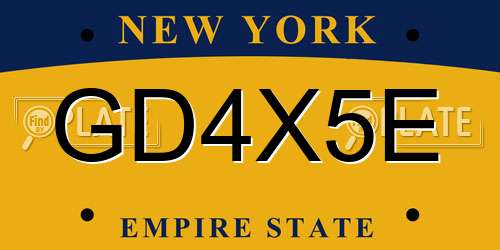 GD4X5E New York License Plate