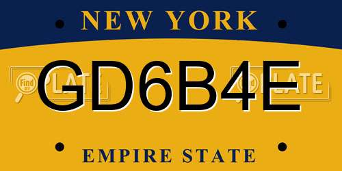 GD6B4E New York License Plate