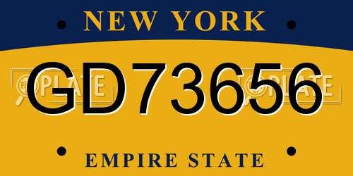 GD73656 New York License Plate