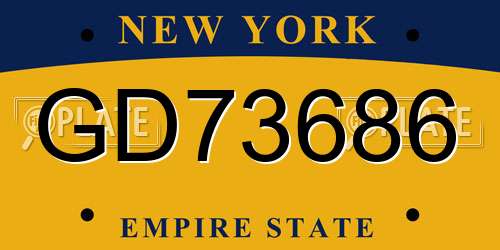 GD73686 New York License Plate