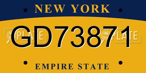 GD73871 New York License Plate