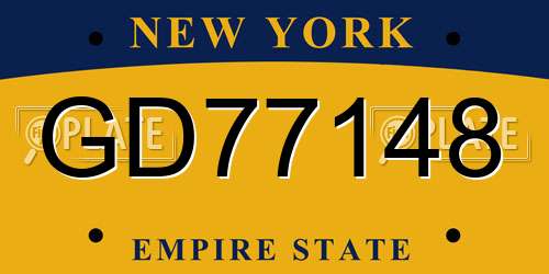 GD77148 New York License Plate