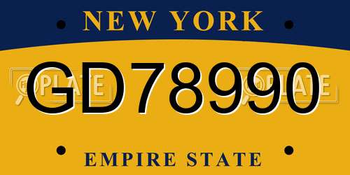 GD78990 New York License Plate