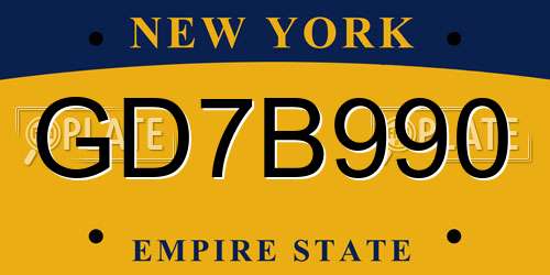 GD7B990 New York License Plate