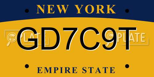 GD7C9T New York License Plate