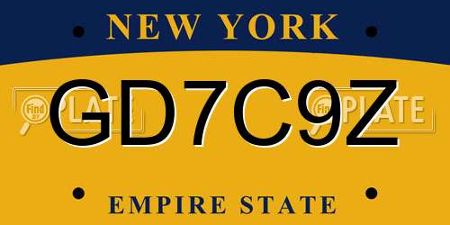 GD7C9Z New York License Plate