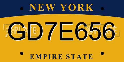 GD7E656 New York License Plate