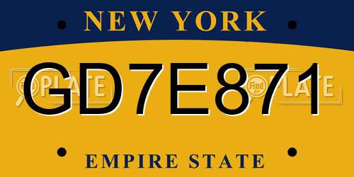 GD7E871 New York License Plate
