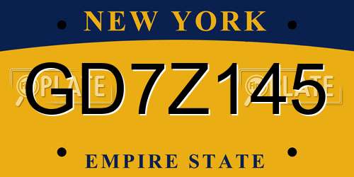 GD7Z145 New York License Plate