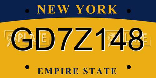 GD7Z148 New York License Plate