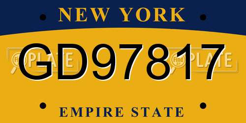 GD97817 New York License Plate