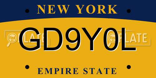 GD9Y0L New York License Plate