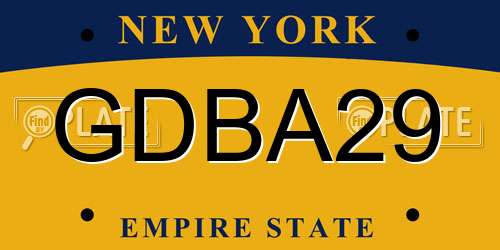 GDBA29 New York License Plate