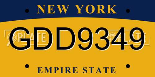 GDD9349 New York License Plate