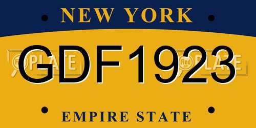 GDF1923 New York License Plate