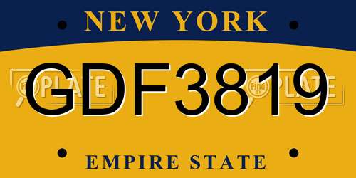 GDF3819 New York License Plate