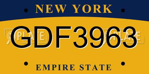 GDF3963 New York License Plate