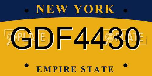 GDF4430 New York License Plate