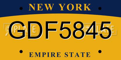 GDF5845 New York License Plate