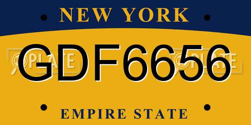 GDF6656 New York License Plate