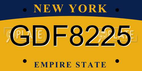 GDF8225 New York License Plate