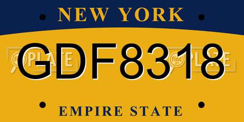 GDF8318 New York License Plate