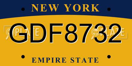 GDF8732 New York License Plate