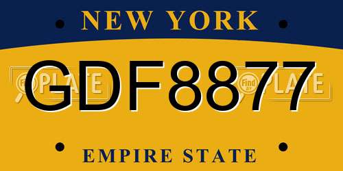 GDF8877 New York License Plate
