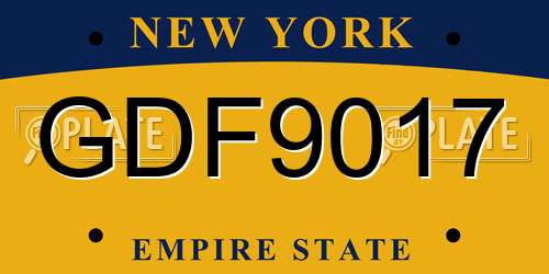 GDF9017 New York License Plate