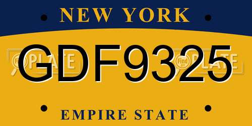 GDF9325 New York License Plate