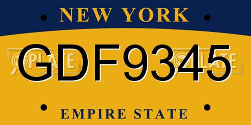 GDF9345 New York License Plate