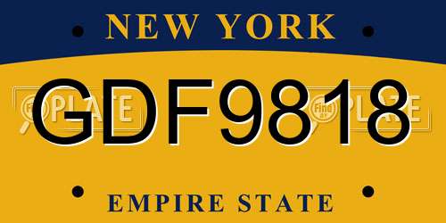 GDF9818 New York License Plate