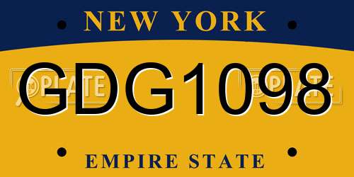 GDG1098 New York License Plate