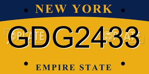 GDG2433 New York License Plate