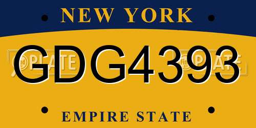 GDG4393 New York License Plate