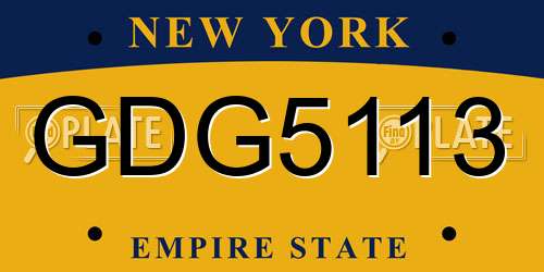 GDG5113 New York License Plate