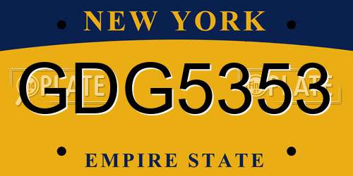 GDG5353 New York License Plate
