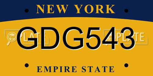 GDG543 New York License Plate