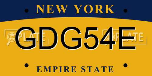 GDG54E New York License Plate