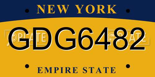 GDG6482 New York License Plate