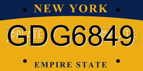 GDG6849 New York License Plate