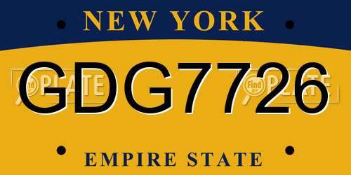 GDG7726 New York License Plate