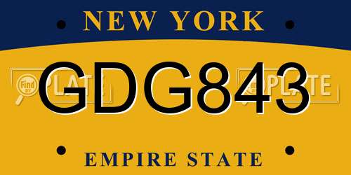 GDG843 New York License Plate