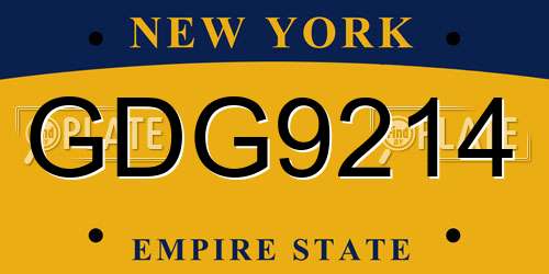 GDG9214 New York License Plate
