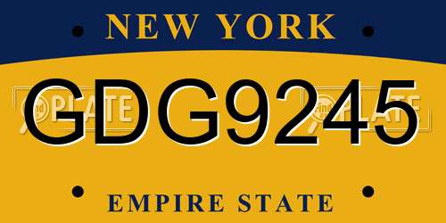 GDG9245 New York License Plate
