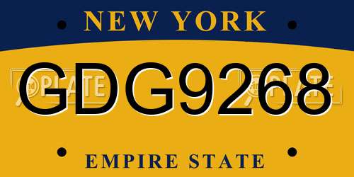 GDG9268 New York License Plate