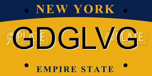 GDGLVG New York License Plate