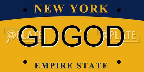 GDGOD New York License Plate