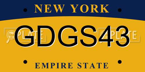GDGS43 New York License Plate