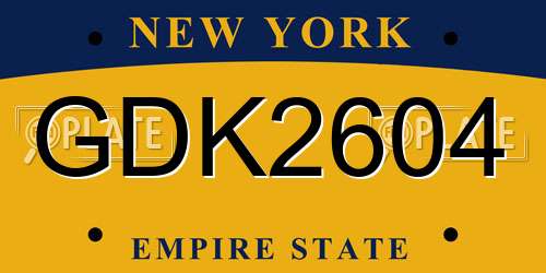 GDK2604 New York License Plate